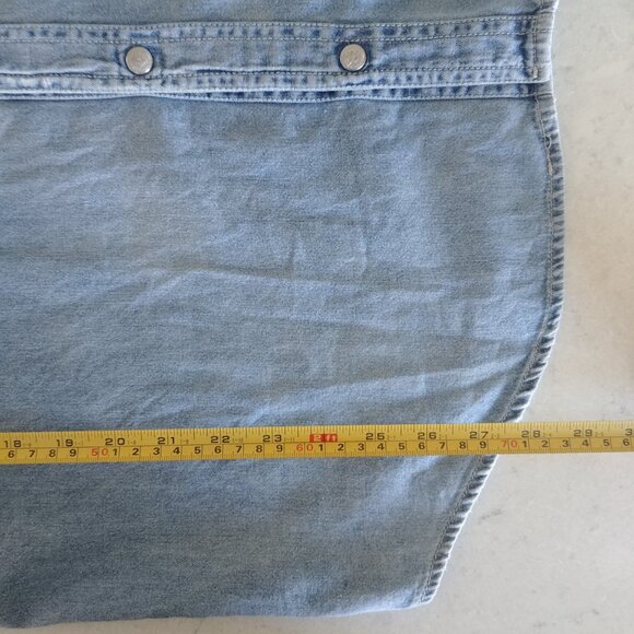 Big Star Mens 100% cotton snap front blue denim lightweight jean shirt Small - Picture 9 of 14